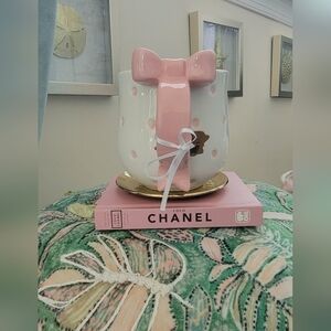 NWT Polka Dot Pink Bow Mug by LANG